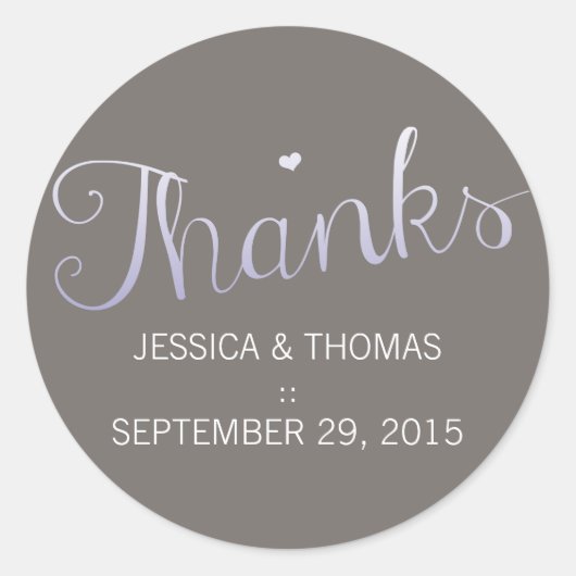 Modern Ombré Typography Paars & Gray Wedding Ronde Sticker (Voorkant)