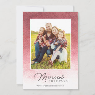 Modern Ombre Waterverf Kerstrood Feestdagenkaart