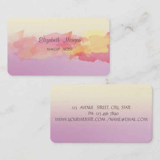 Modern Ombre, Waterverf penseelstreek Visitekaartje (Voorkant / Achterkant)