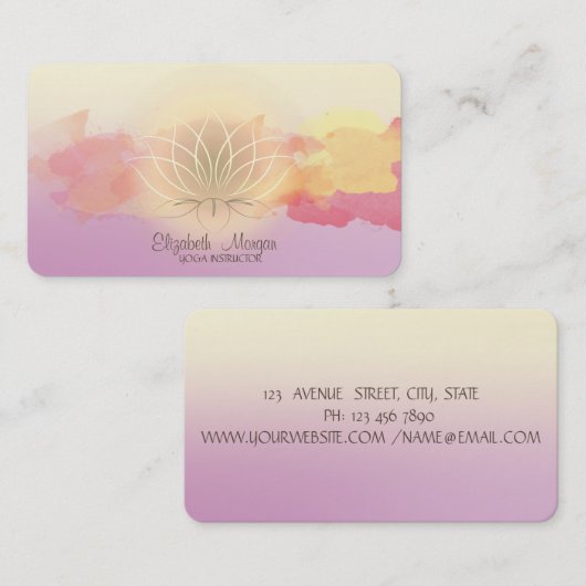 Modern Ombre, Waterverf Slag Lotus Visitekaartje (Voorkant / Achterkant)