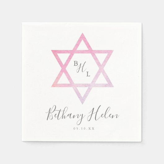 Modern Ombre Waterverf Star van David Bat Mitzvah Servet (Voorkant)