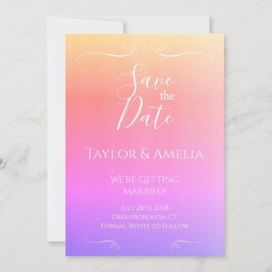 Modern Ombre Wedding Save the Date Invitation (Voorkant)