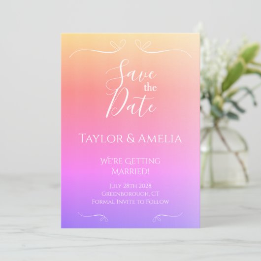 Modern Ombre Wedding Save the Date Invitation (Staand voorkant)