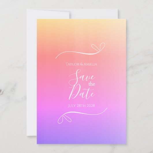 Modern Ombre Wedding Save the Date Invitation (Achterkant)