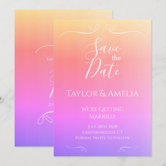 Modern Ombre Wedding Save the Date Invitation (Voorkant / Achterkant)