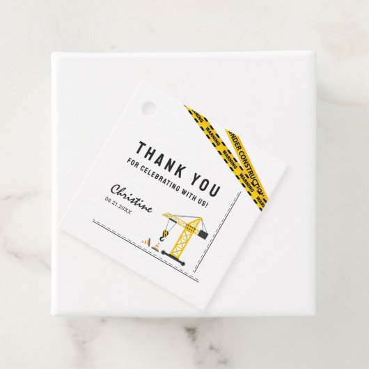 Modern onder bouwkraanthema Dank je Bedankjes Labels (In situ)