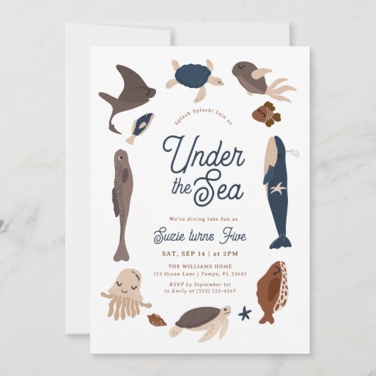 Modern onder het Zee 5e verjaardag Kaart (Voorkant)