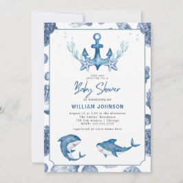 Modern onder het zee Baby shower Invitation Kaart