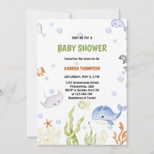 Modern Onder het Zee Genderneutraal baby shower Kaart