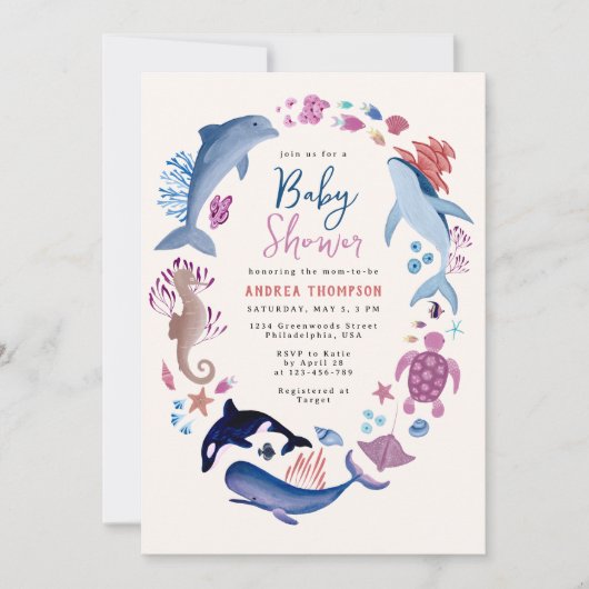 Modern Onder het Zee Genderneutraal baby shower Kaart (Voorkant)