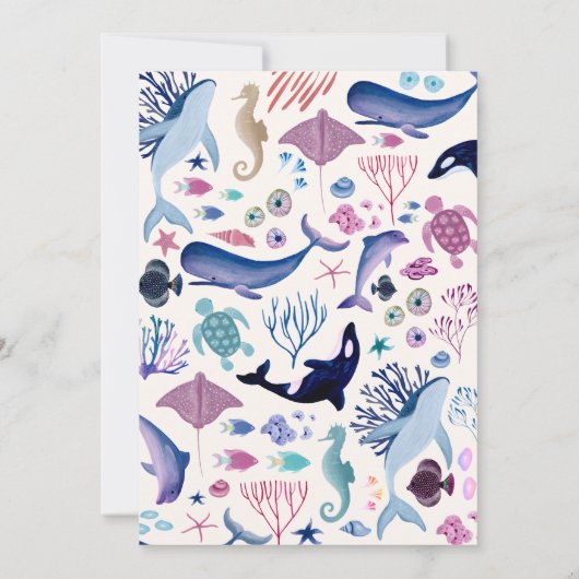 Modern Onder het Zee Genderneutraal baby shower Kaart (Achterkant)