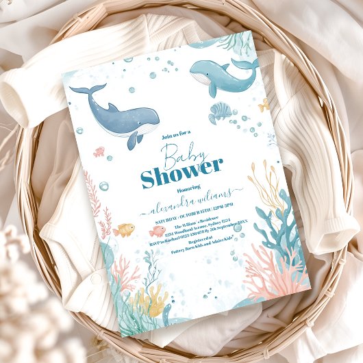 Modern Onder het Zee Genderneutraal Baby shower Kaart