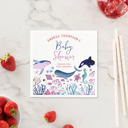 Modern Onder het Zee Genderneutraal Baby shower Servet (Insitu)