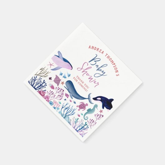 Modern Onder het Zee Genderneutraal Baby shower Servet (Hoek)