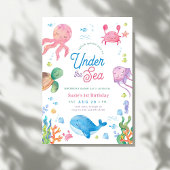 Modern Onder het Zee Kinder 1e Verjaardagsfeest Kaart