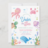 Modern Onder het Zee Kinder 1e Verjaardagsfeest Kaart (Voorkant)