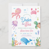 Modern Onder het Zee Kinder 1e verjaardagsfeestje Kaart (Voorkant)