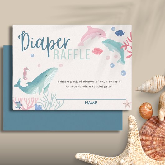 Modern Onder het Zee Luier Raffle Baby shower Informatiekaartje