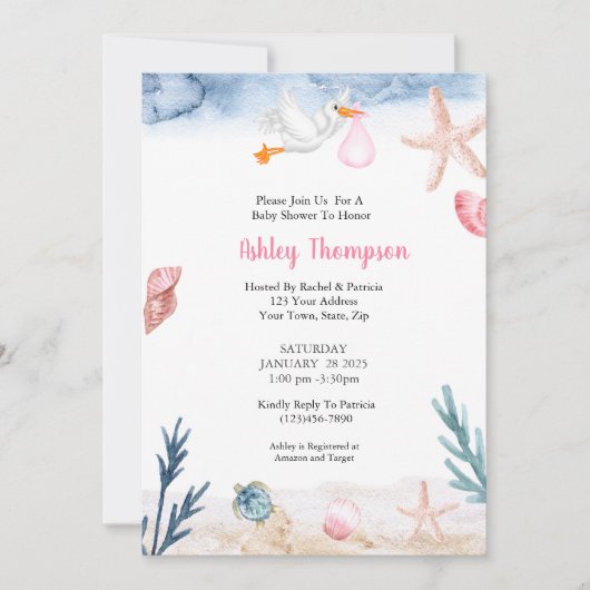 Modern Onder het Zee Slaat Roze Kaart (Voorkant)