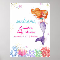 Modern Onder Zee Zeemeermin Koraal Baby shower Wel