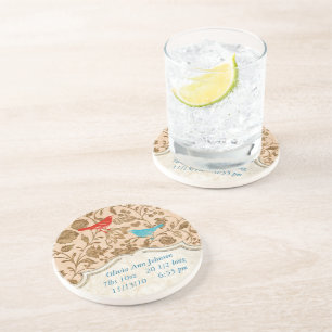  modern  Onderzetter met een kleurrijk vogeltje