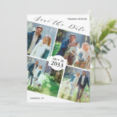 Modern ondoorzichtig design 4 Foto's Collage Save The Date (Staand voorkant)