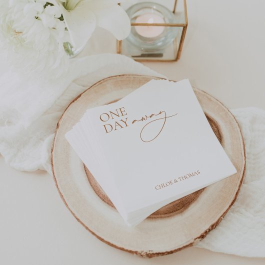 Modern "One Day Away" Napkins for Rehearsal Dinner Servet