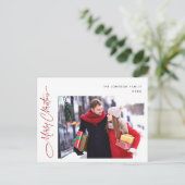 Modern One FOTO Vrolijke kerstvakantie groet Briefkaart (Staand voorkant)