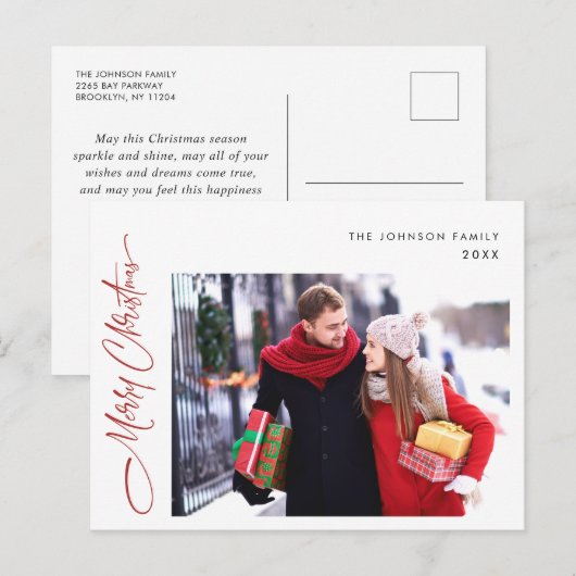 Modern One FOTO Vrolijke kerstvakantie groet Briefkaart (Voorkant / Achterkant)