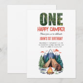 Modern One Happy Camper Woodland 1st Kaart (Voorkant / Achterkant)