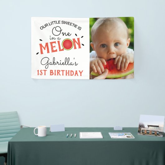 Modern One in een Melon | Foto 1st Birthday Spandoek (Beurs)