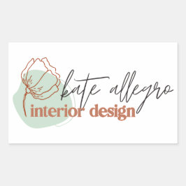 Modern One Line Flower Abstract bedrijf Logo Rechthoekige Sticker