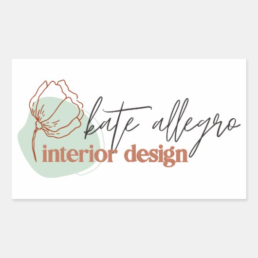 Modern One Line Flower Abstract bedrijf Logo Rechthoekige Sticker (Voorkant)