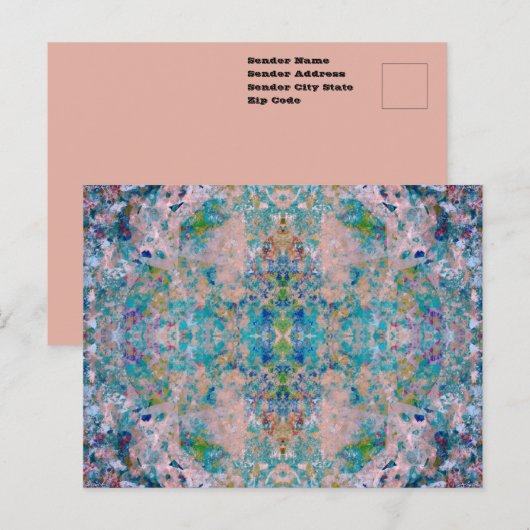 Modern one of a kind Abstract met Sangria kleuren Briefkaart (Voorkant / Achterkant)