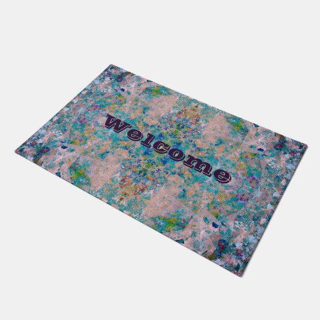 Modern one of a kind Abstract met Sangria kleuren Deurmat (Schuin)