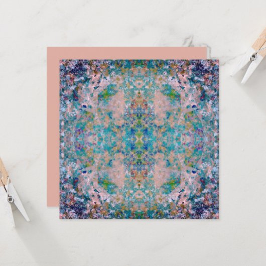 Modern one of a kind Abstract met Sangria kleuren Kaart (Voorkant / Achterkant in situ)