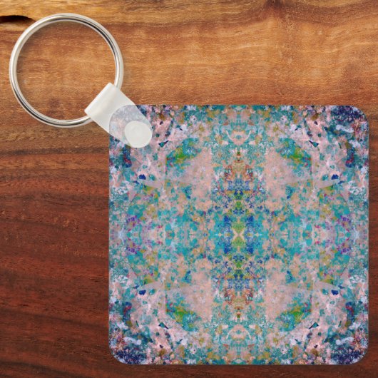 Modern one of a kind Abstract met Sangria kleuren Sleutelhanger (Voorkant)