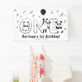 Modern ONE Panda 1e verjaardag Spandoek (Insitu)