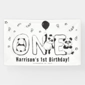 Modern ONE Panda 1e verjaardag Spandoek (Horizontaal)