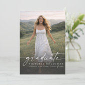 Modern One Photo Graduation Party Invitation Kaart (Staand voorkant)