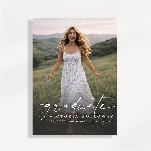 Modern One Photo Graduation Party Invitation Kaart