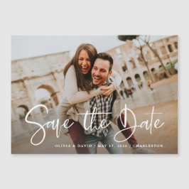 Modern One Photo Wedding Sla de Date Kaart op Magnetische Uitnodiging