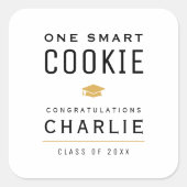 Modern One Smart Cookie Graduation feestgunst Vierkante Sticker (Voorkant)