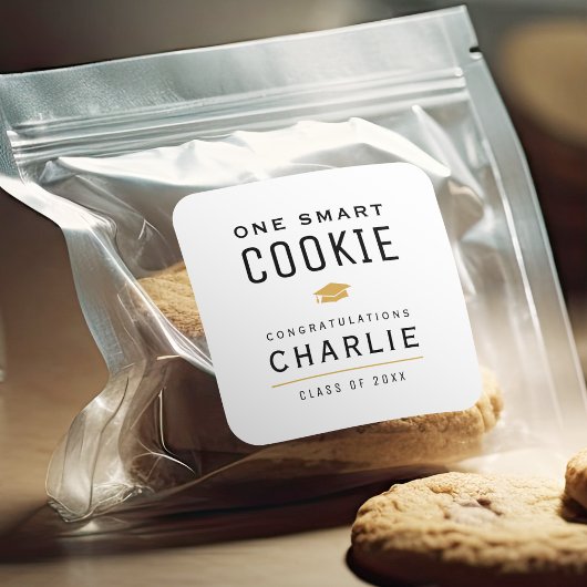 Modern One Smart Cookie Graduation feestgunst Vierkante Sticker