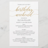Modern onechte gouden weekend verjaardags itinerar (Voorkant)