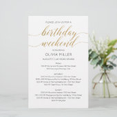 Modern onechte gouden weekend verjaardags itinerar (Staand voorkant)