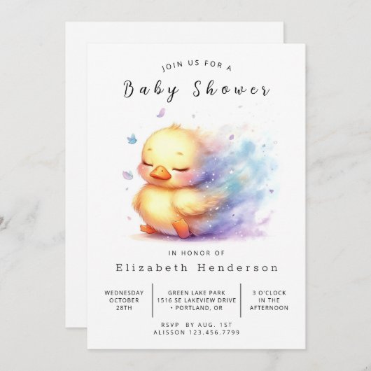 Modern Online Duck Baby shower Kaart (Voorkant / Achterkant)