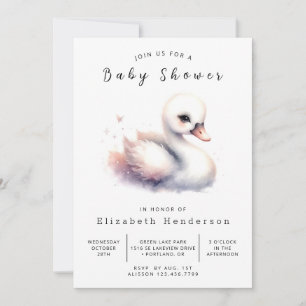 Modern Online Swan Baby shower Kaart