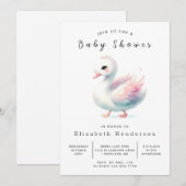 Modern Online Swan Baby shower Kaart (Voorkant / Achterkant)