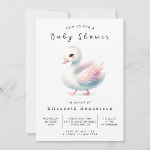 Modern Online Swan Baby shower Kaart